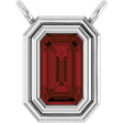 Platinum Emerald Natural Mozambique Garnet Round Bezel-Set Necklace