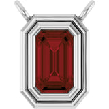 Platinum Emerald Natural Mozambique Garnet Round Bezel-Set Necklace