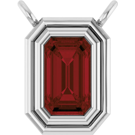 Platinum Emerald Natural Mozambique Garnet Round Bezel-Set Necklace