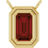 14K Gold Natural Mozambique Garnet Round Bezel-Set Necklace - Yellow Gold