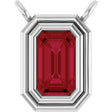 Platinum Emerald Lab-Grown Ruby Round Bezel-Set Necklace