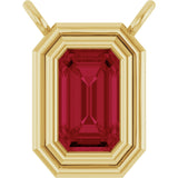 14K Gold Lab-Grown Ruby Round Bezel-Set Necklace - Yellow Gold