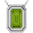 Platinum Emerald Natural Peridot Round Bezel-Set Necklace