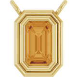 14K Gold Natural Citrine Round Bezel-Set Necklace - Yellow Gold