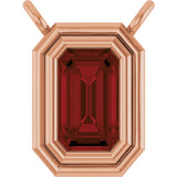 14K Gold Natural Mozambique Garnet Round Bezel-Set Necklace - Rose Gold
