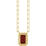14K Gold Natural Mozambique Garnet Round Bezel-Set Necklace - Yellow Gold