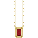 14K Gold Emerald Natural Ruby Round Bezel-Set Necklace - Yellow Gold