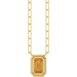 14K Gold Natural Citrine Round Bezel-Set Necklace - Yellow Gold