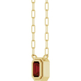 14K Gold Natural Mozambique Garnet Round Bezel-Set Necklace - Yellow Gold - view 2