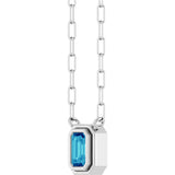 14K Gold Natural Blue Zircon Round Bezel-Set Necklace - White Gold - view 2