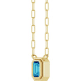 14K Gold Natural Blue Zircon Round Bezel-Set Necklace - Yellow Gold - view 2