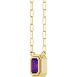 14K Gold Natural Amethyst Round Bezel-Set Necklace - Yellow Gold - view 2