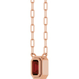 14K Gold Natural Mozambique Garnet Round Bezel-Set Necklace - Rose Gold - view 2
