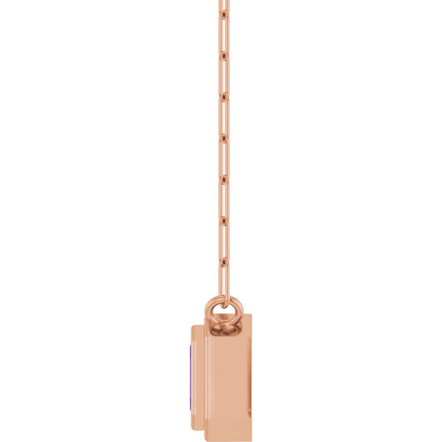 14K Gold Natural Amethyst Round Bezel-Set Necklace - Rose Gold - view 3