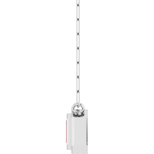14K Gold Natural Mozambique Garnet Round Bezel-Set Necklace - White Gold - view 3