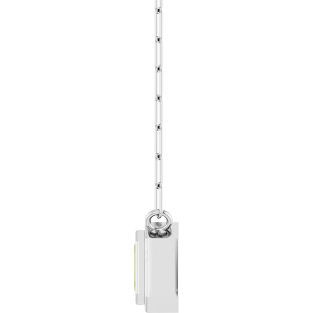 14K Gold Natural Peridot Round Bezel-Set Necklace - White Gold - view 3