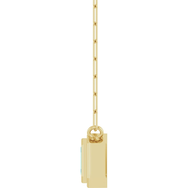 14K Gold Natural Blue Zircon Round Bezel-Set Necklace - Yellow Gold - view 3