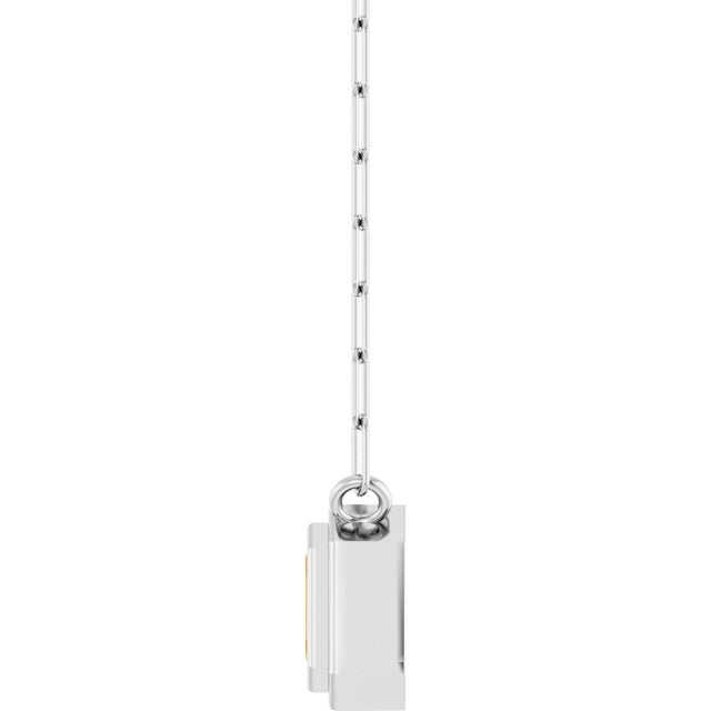14K Gold Natural Citrine Round Bezel-Set Necklace - White Gold - view 3