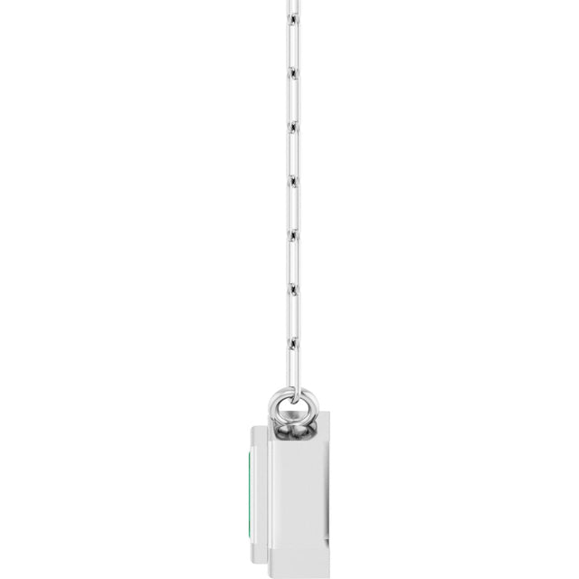 14K Gold Lab-Grown Emerald Round Bezel-Set Necklace - White Gold - view 3