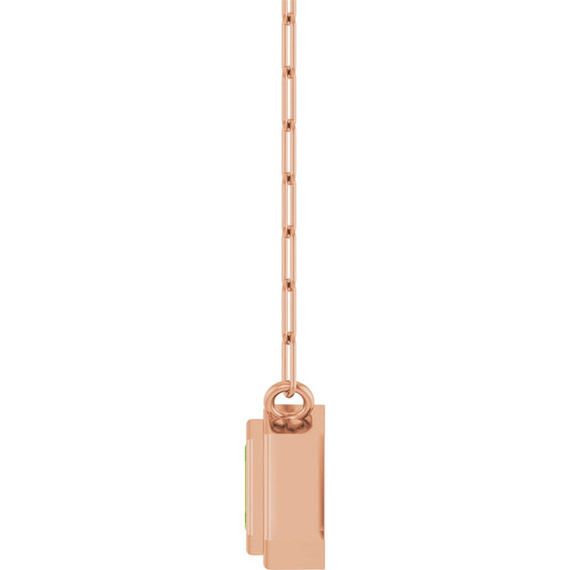 14K Gold Natural Peridot Round Bezel-Set Necklace - Rose Gold - view 3