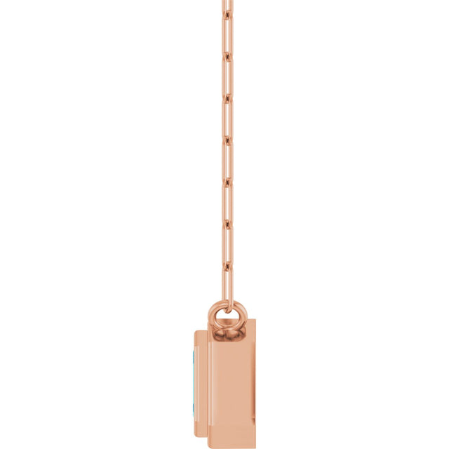 14K Gold Natural Blue Zircon Round Bezel-Set Necklace - Rose Gold - view 3