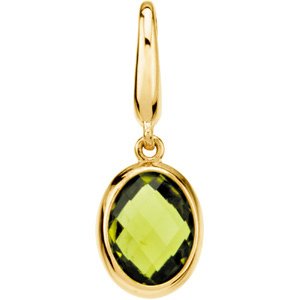 14K Gold Oval Natural Peridot Solitaire Pendant