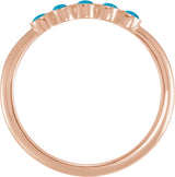 14K Gold Round Natural Turquoise Rose-Cut Stackable Ring - Rose Gold - view 4