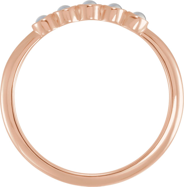 14K Gold Round Natural Rainbow Moonstone Rose-Cut Stackable Ring - Rose Gold - view 4