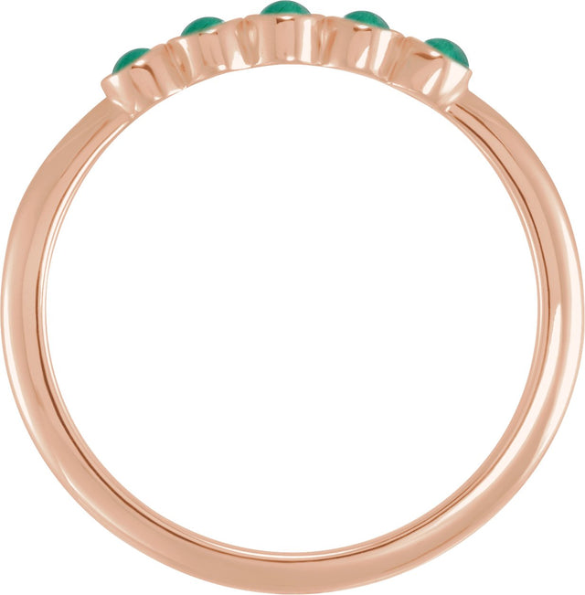 14K Gold Round Natural Emerald Rose-Cut Stackable Ring - Rose Gold - view 4