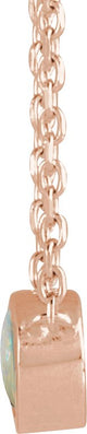 14K Gold Round Natural White Opal Rose-Cut Bezel-Set Necklace - Rose Gold - view 4