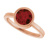 14K Gold Round Natural Mozambique Garnet Bezel-Set Solitaire Ring - Rose Gold - view 10