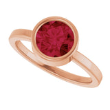 14K Gold Round Lab-Grown Ruby Bezel-Set Solitaire Ring - Rose Gold - view 10