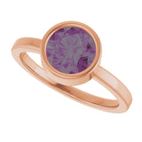 14K Gold Round Lab-Grown Alexandrite Bezel-Set Solitaire Ring - Rose Gold - view 10