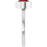 Platinum Round Natural Mozambique Garnet Bezel-Set Solitaire Ring - view 9