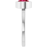 14K Gold Round Lab-Grown Ruby Bezel-Set Solitaire Ring - White Gold - view 9