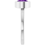 Platinum Round Natural Amethyst Bezel-Set Solitaire Ring - view 9