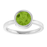14K Gold Round Natural Peridot Bezel-Set Solitaire Ring - White Gold - view 8