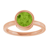14K Gold Round Natural Peridot Bezel-Set Solitaire Ring - Rose Gold - view 8