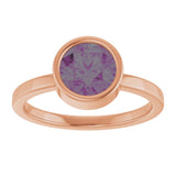 14K Gold Round Lab-Grown Alexandrite Bezel-Set Solitaire Ring - Rose Gold - view 8