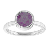 Platinum Round Lab-Grown Alexandrite Bezel-Set Solitaire Ring - view 8