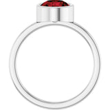 14K Gold Round Natural Mozambique Garnet Bezel-Set Solitaire Ring - White Gold - view 7