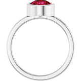 14K Gold Round Lab-Grown Ruby Bezel-Set Solitaire Ring - White Gold - view 7