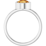 Platinum Round Natural Citrine Bezel-Set Solitaire Ring - view 7