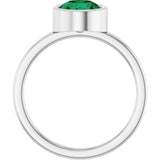 14K Gold Round Lab-Grown Emerald Bezel-Set Solitaire Ring - White Gold - view 7
