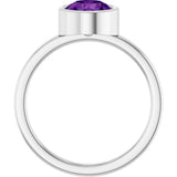 Platinum Round Natural Amethyst Bezel-Set Solitaire Ring - view 7