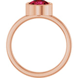14K Gold Round Lab-Grown Ruby Bezel-Set Solitaire Ring - Rose Gold - view 7