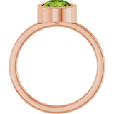 14K Gold Round Natural Peridot Bezel-Set Solitaire Ring - Rose Gold - view 7