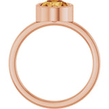 14K Gold Round Natural Citrine Bezel-Set Solitaire Ring - Rose Gold - view 7