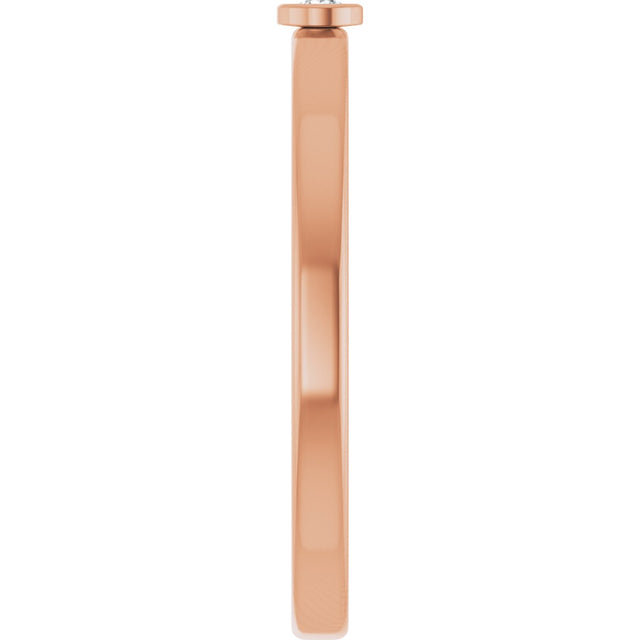14K Gold Round Natural White Sapphire Bezel-Set Solitaire Ring - Rose Gold - view 9