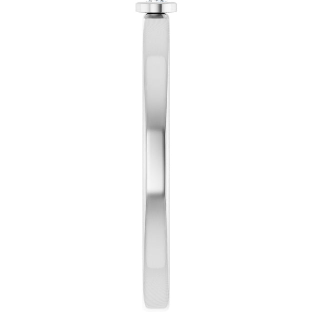 Platinum Round Natural White Sapphire Bezel-Set Solitaire Ring - view 9